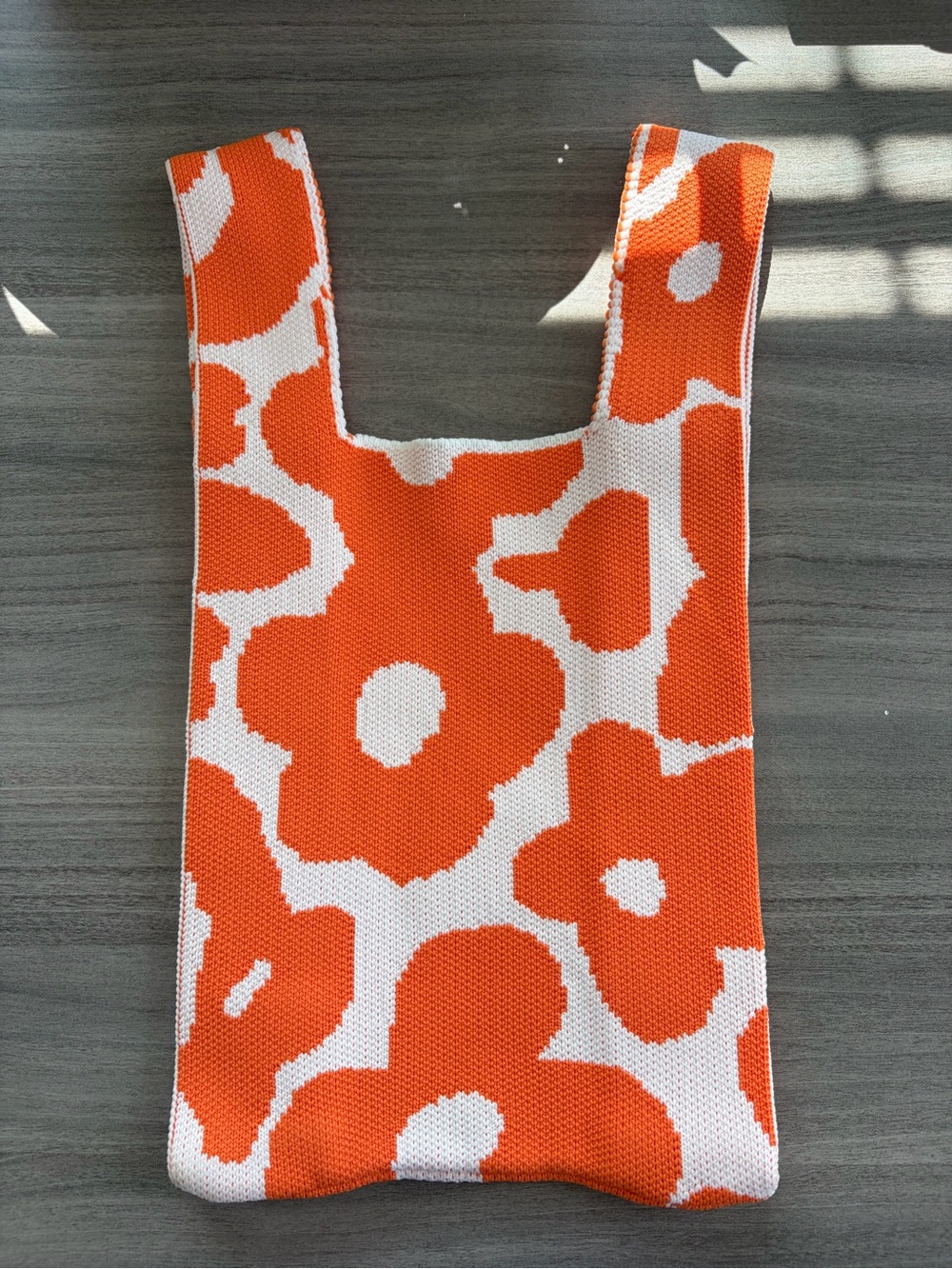 Staccato Orange & White Floral Knit Shopper - Picture 3 of 3